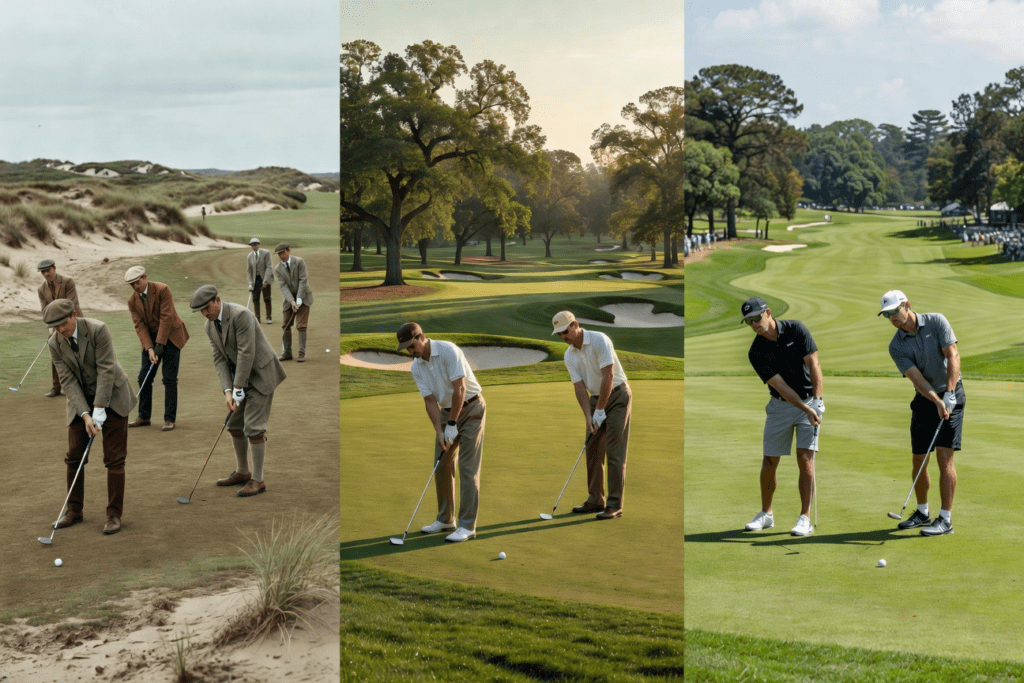 Create a featured image concept for this blog topic: history of golf related to USA Image rules: no text, no letters, no words, no logos, and no watermarks.